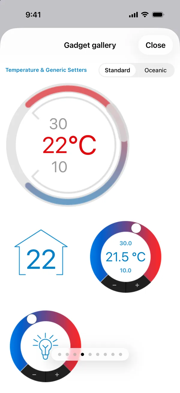 Temperature setters in the Cloudbow app